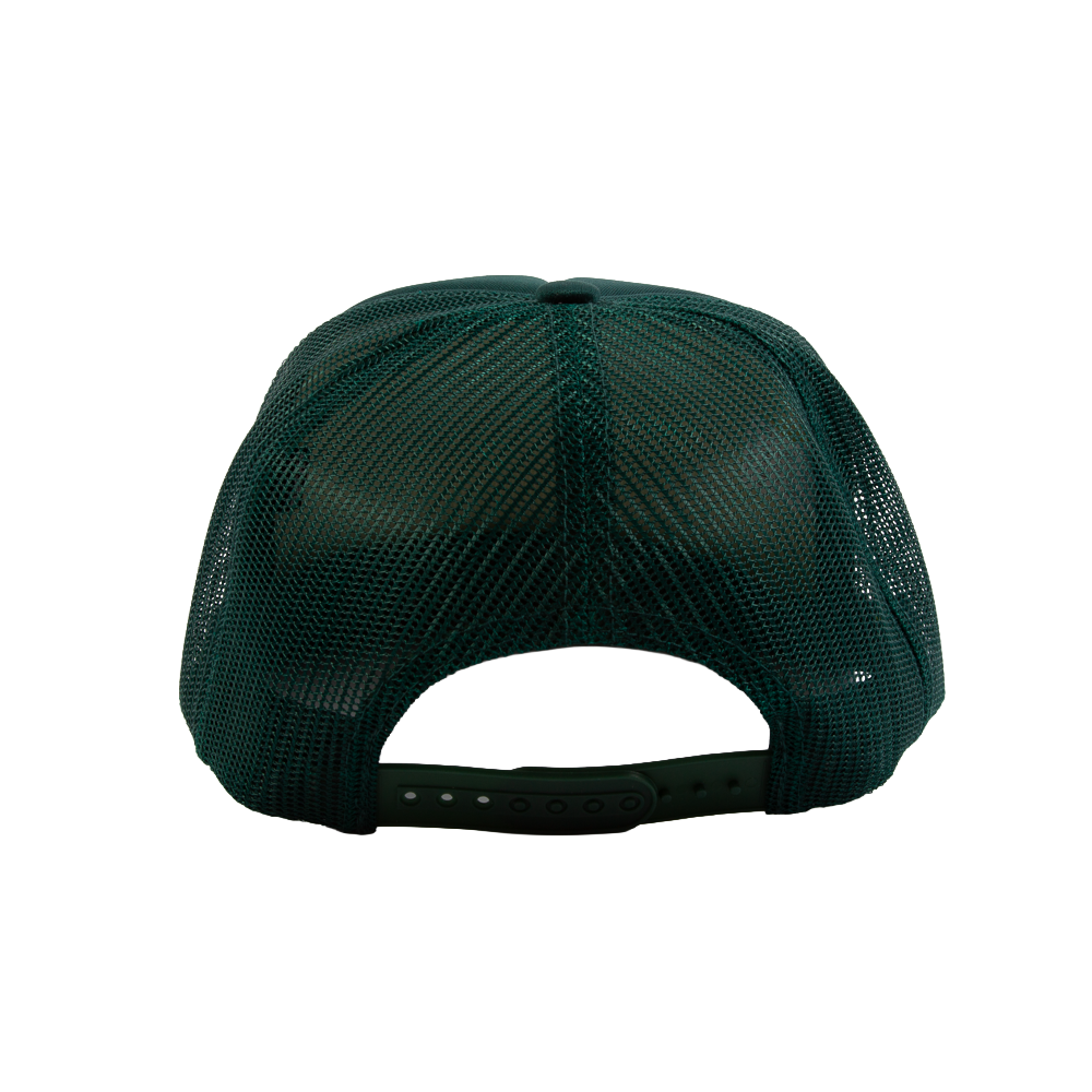 PAKO DESIGNS - STREETS & NEIGHBORHOODS 5 PANEL BROOKSIDE FLAT BILL FOAM TRUCKER HAT - FOREST/SUSHI RICE