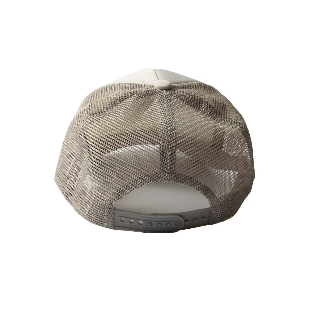 PAKO DESIGNS - WASATCHIAC™ 5 PANEL CURVED BILL FOAM TRUCKER HAT - GREY/UTAH FLAG