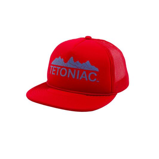 Tetoniac® 5 Panel Flat Bill Foam Trucker Hat - Red & Blue