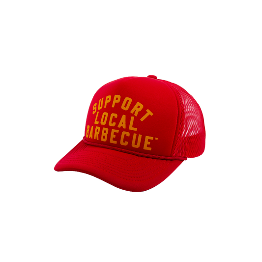 Support Local Barbecue™ Trucker Hat – Football Red & Gold