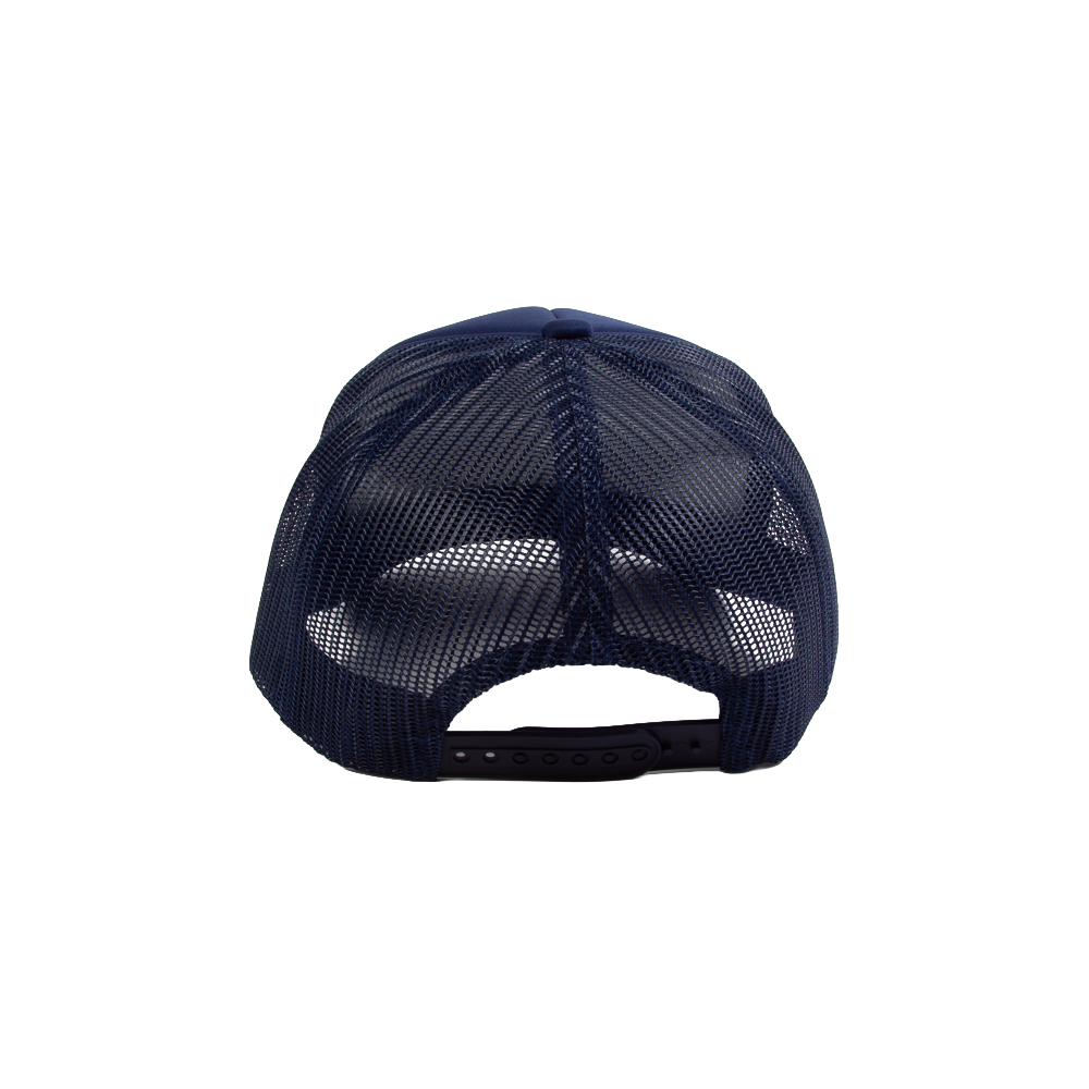 PAKO DESIGNS - APPALACHIAC® 5 PANEL CURVED BILL FOAM TRUCKER HAT - NAVY/CABBAGE