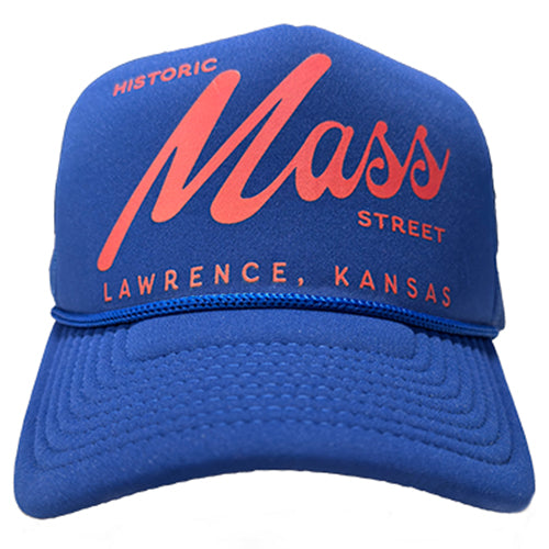 PAKO DESIGNS - MASS STREET - FOAM TRUCKER HAT - LAWRENCE BLUE & RED