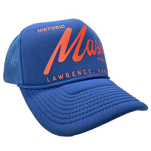 PAKO DESIGNS - MASS STREET - FOAM TRUCKER HAT - LAWRENCE BLUE & RED