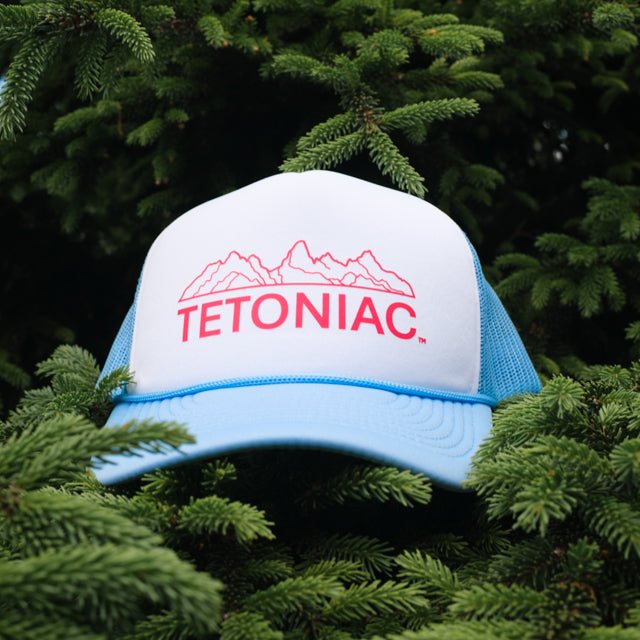 Tetoniac™ 5 Panel Foam Trucker Hat - Baby Blue/White/Red