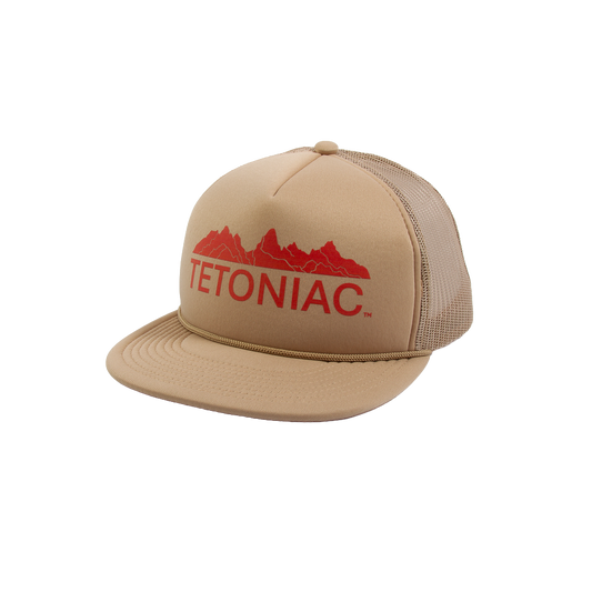 PAKO DESIGNS - TETONIAC® 5 PANEL FLAT BILL FOAM TRUCKER HAT - KHAKI / RED CLAY