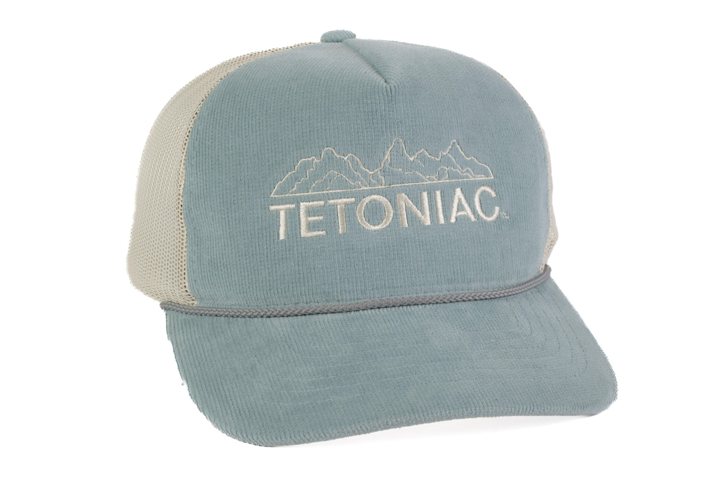 EMBROIDERED TETONIAC™ CORDUROY SNAPBACK - ICE BLUE/CREAM - PAKO Designs