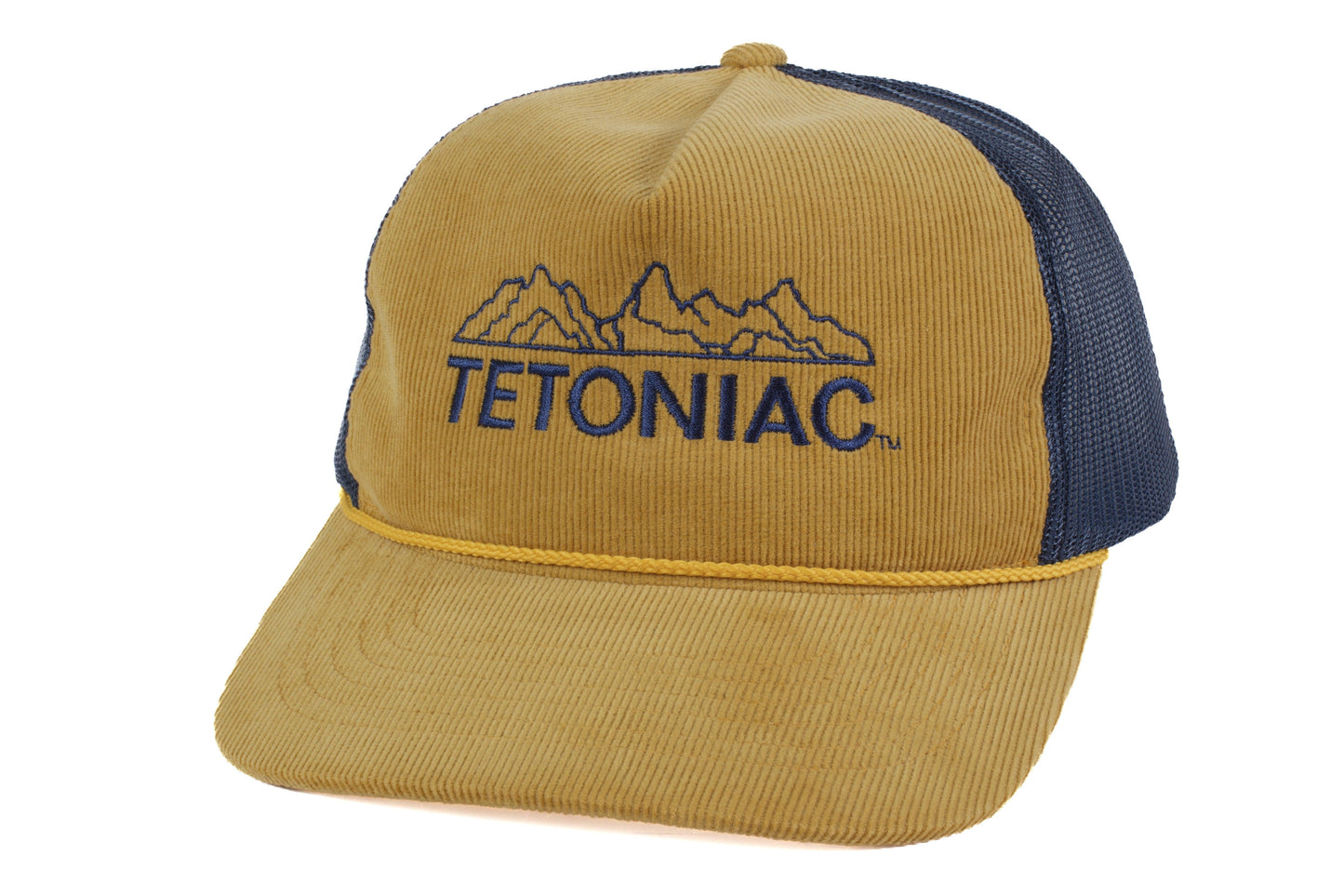 EMBROIDERED TETONIAC™ CORDUROY SNAPBACK - WHEAT/NAVY - PAKO Designs