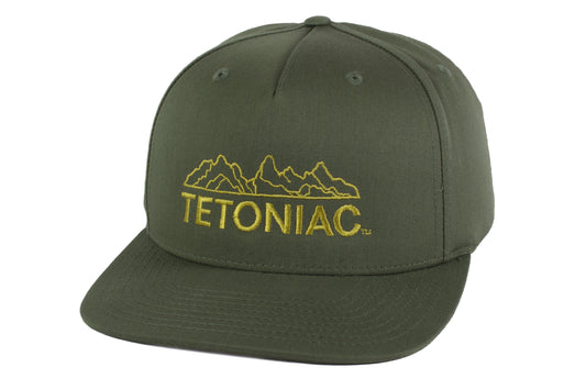 EMBROIDERED TETONIAC™ PINCH FRONT STRUCTURED TWILL SNAPBACK - ARMY GREEN - PAKO Designs