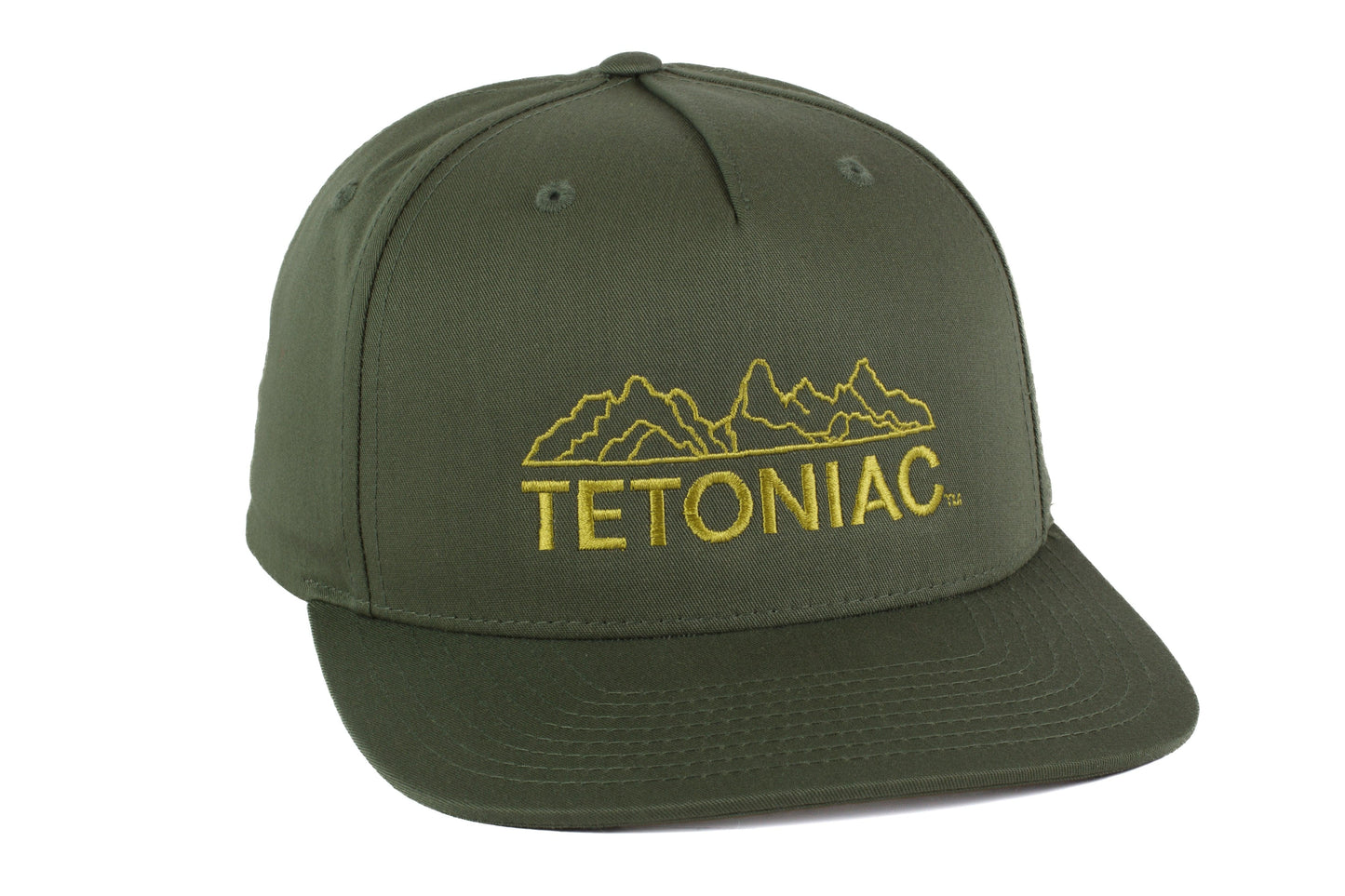 EMBROIDERED TETONIAC™ PINCH FRONT STRUCTURED TWILL SNAPBACK - ARMY GREEN - PAKO Designs