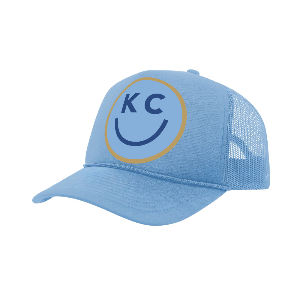 "Smile You're In KC" Foam Trucker Hat - Light Baseball Blue