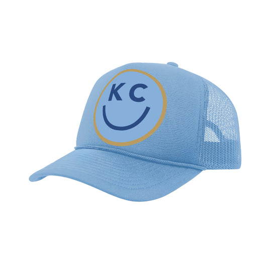 PAKO DESIGNS - "SMILE YOU'RE IN KC" - FOAM TRUCKER HAT - BASEBALL BLUE