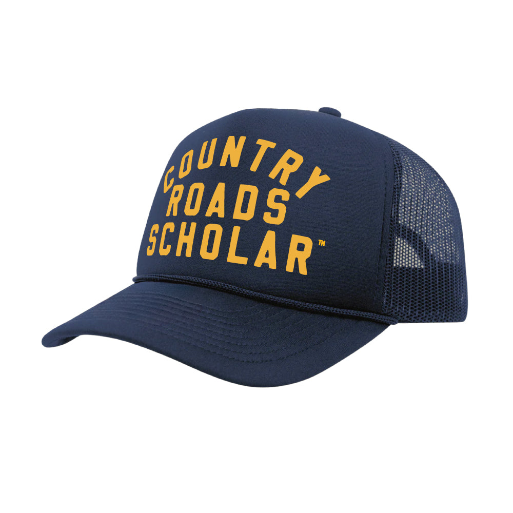 PAKO DESIGNS - COUNTRY ROADS SCHOLAR™ - FOAM TRUCKER HAT - NAVY & GOLD