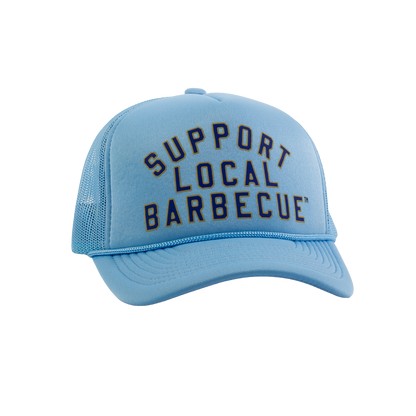 Support Local Barbecue™ Trucker Hat – Baseball Blue & Gold