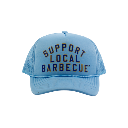 Support Local Barbecue™ Trucker Hat – Baseball Blue & Gold