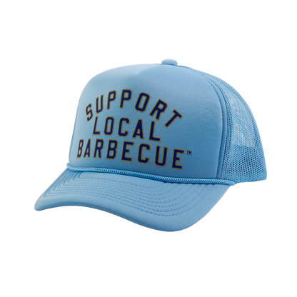 Support Local Barbecue™ Trucker Hat – Baseball Blue & Gold