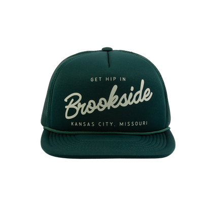 PAKO DESIGNS - STREETS & NEIGHBORHOODS 5 PANEL BROOKSIDE FLAT BILL FOAM TRUCKER HAT - FOREST/SUSHI RICE