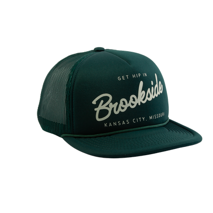 PAKO DESIGNS - STREETS & NEIGHBORHOODS 5 PANEL BROOKSIDE FLAT BILL FOAM TRUCKER HAT - FOREST/SUSHI RICE