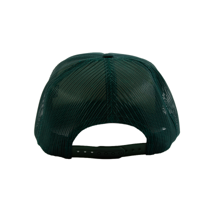 PAKO DESIGNS - STREETS & NEIGHBORHOODS 5 PANEL BROOKSIDE FLAT BILL FOAM TRUCKER HAT - FOREST/SUSHI RICE