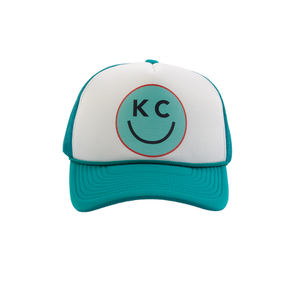 "Smile You're In KC" Foam Trucker Hat - Soccer Teal & White