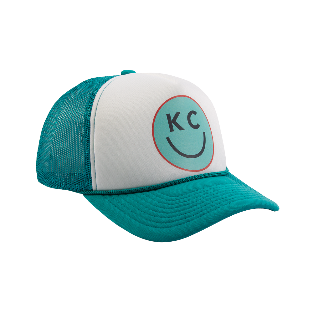 "Smile You're In KC" Foam Trucker Hat - Soccer Teal & White