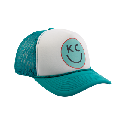 "Smile You're In KC" Foam Trucker Hat - Soccer Teal & White