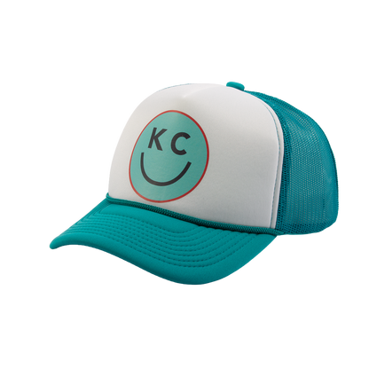 "Smile You're In KC" Foam Trucker Hat - Soccer Teal & White