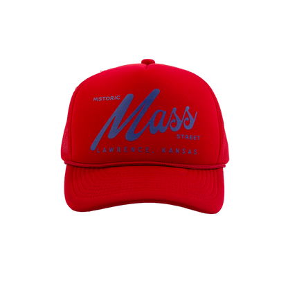 Mass Street Foam trucker Hat - Lawrence Red & Blue