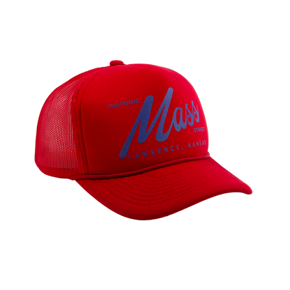 Mass Street Foam trucker Hat - Lawrence Red & Blue