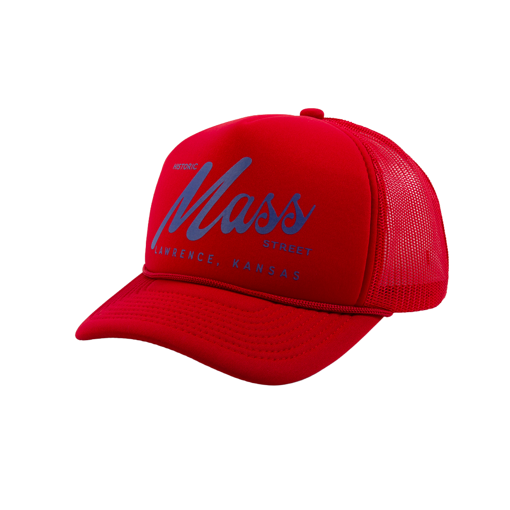 Mass Street Foam trucker Hat - Lawrence Red & Blue