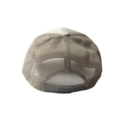 PAKO DESIGNS - WASATCHIAC™ 5 PANEL CURVED BILL FOAM TRUCKER HAT - GREY/UTAH FLAG