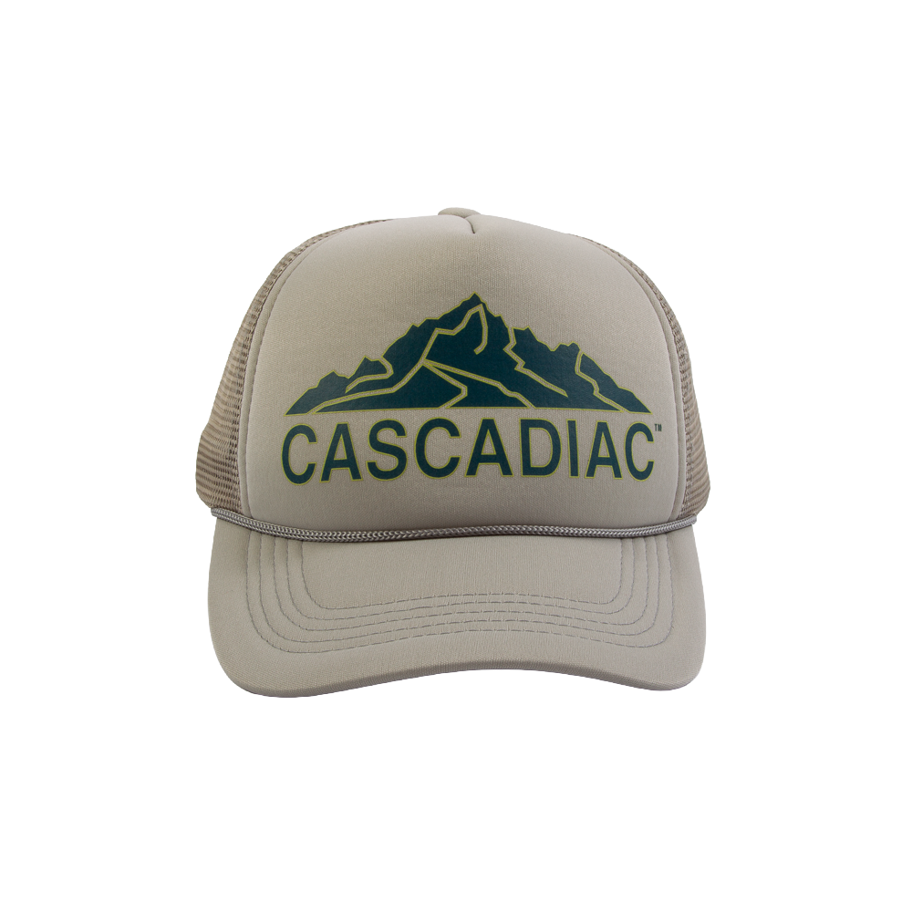 PAKO DESIGNS - CASCADIAC™ 5 PANEL CURVED BILL FOAM TRUCKER HAT - NAVY/WEST COAST RED (Copy)