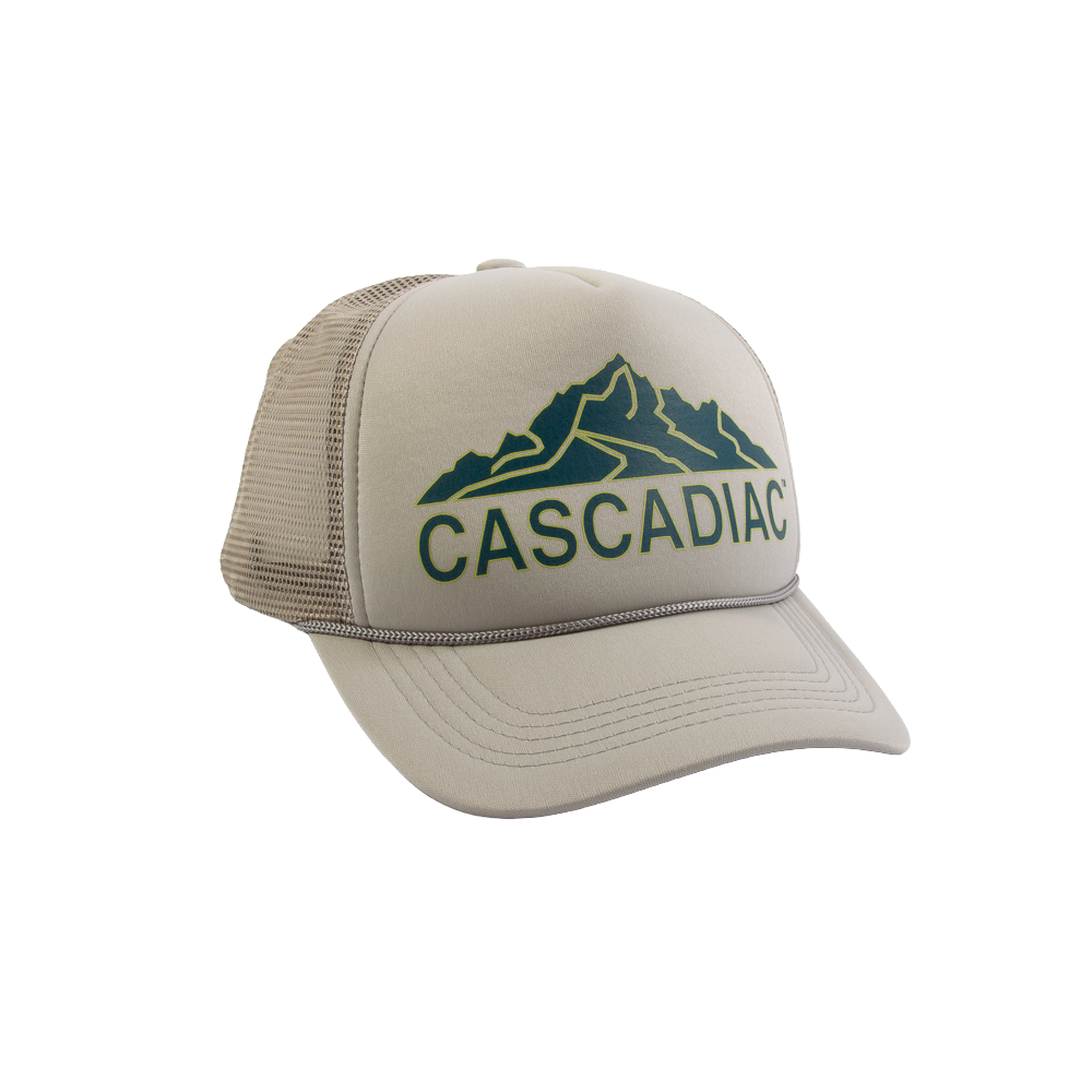 PAKO DESIGNS - CASCADIAC™ 5 PANEL CURVED BILL FOAM TRUCKER HAT - NAVY/WEST COAST RED (Copy)