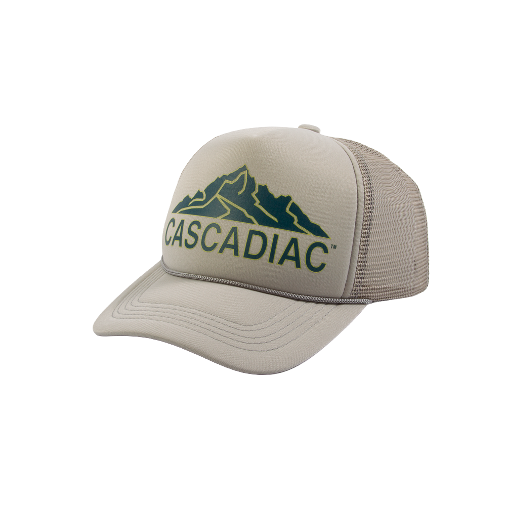 PAKO DESIGNS - CASCADIAC™ 5 PANEL CURVED BILL FOAM TRUCKER HAT - NAVY/WEST COAST RED (Copy)