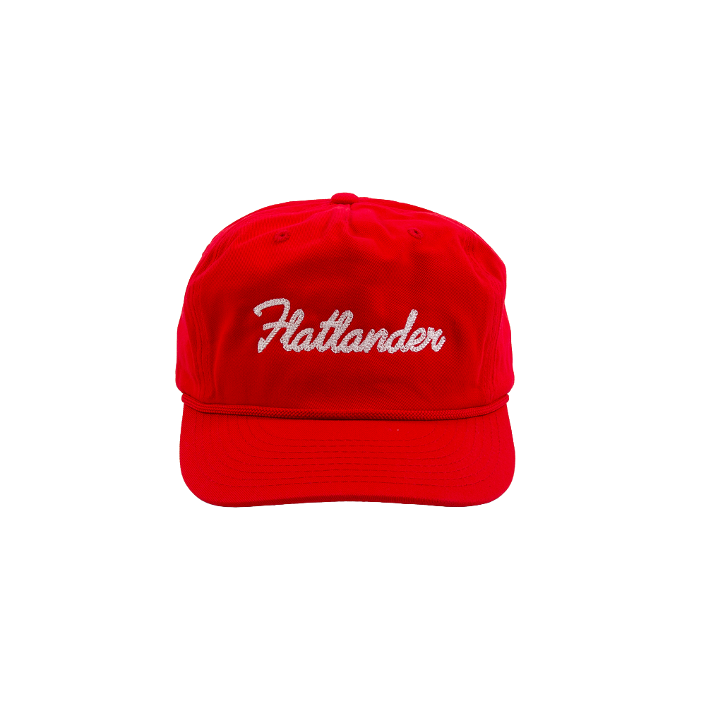 PAKO DESIGNS - FLATLANDER CHAINSTITCHED 5 PANEL RELAXED TWILL HAT - RED/WHITE