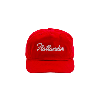 PAKO DESIGNS - FLATLANDER CHAINSTITCHED 5 PANEL RELAXED TWILL HAT - RED/WHITE