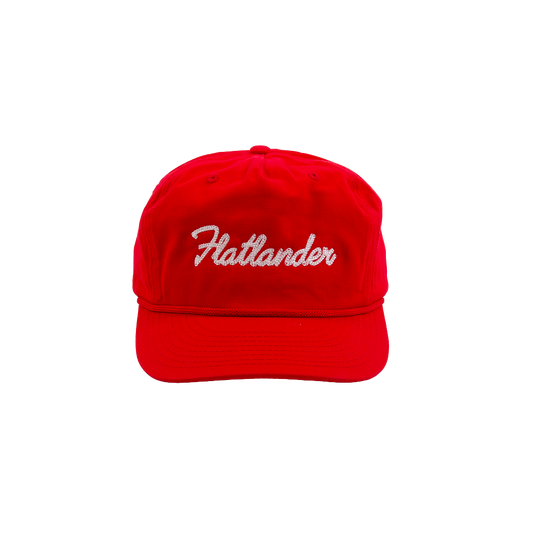 PAKO DESIGNS - FLATLANDER CHAINSTITCHED 5 PANEL RELAXED TWILL HAT - RED/WHITE