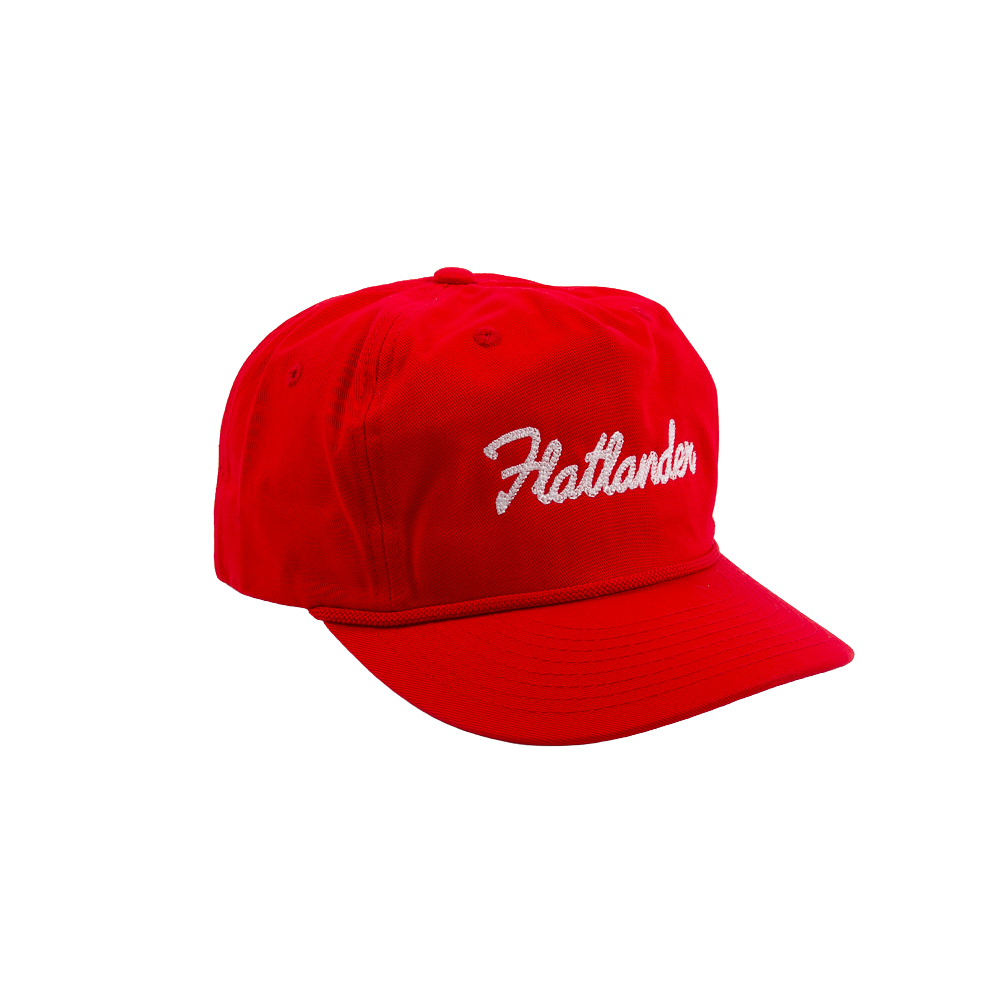 PAKO DESIGNS - FLATLANDER CHAINSTITCHED 5 PANEL RELAXED TWILL HAT - RED/WHITE
