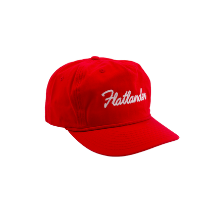 PAKO DESIGNS - FLATLANDER CHAINSTITCHED 5 PANEL RELAXED TWILL HAT - RED/WHITE