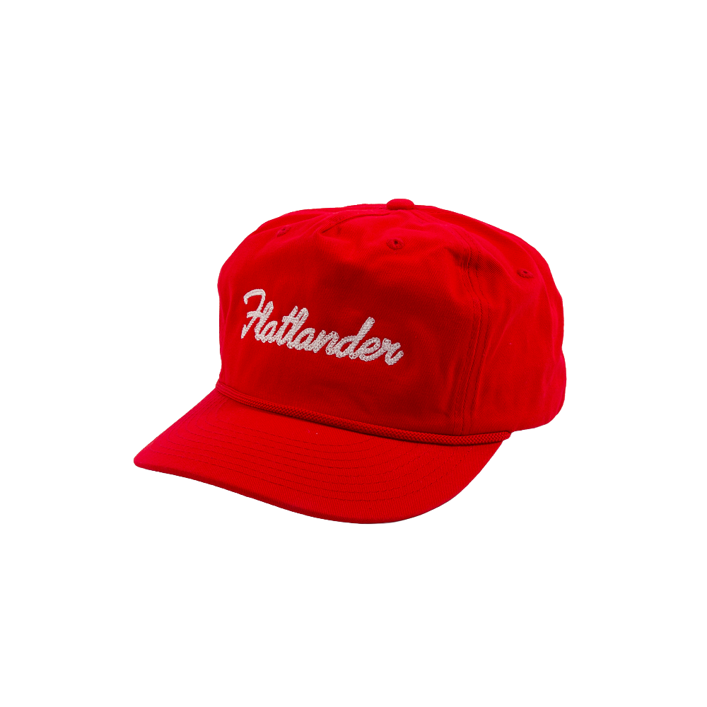 PAKO DESIGNS - FLATLANDER CHAINSTITCHED 5 PANEL RELAXED TWILL HAT - RED/WHITE