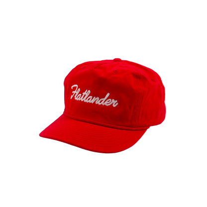 PAKO DESIGNS - FLATLANDER CHAINSTITCHED 5 PANEL RELAXED TWILL HAT - RED/WHITE