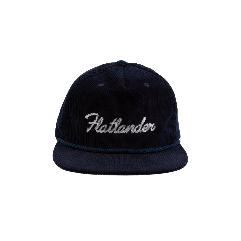 PAKO DESIGNS - FLATLANDER 5 PANEL FLAT BILL CORDUROY HAT - NAVY/WHITE