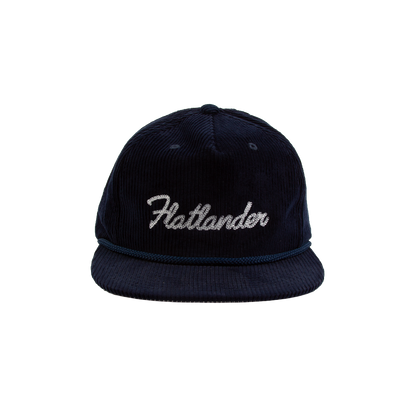PAKO DESIGNS - FLATLANDER 5 PANEL FLAT BILL CORDUROY HAT - NAVY/WHITE