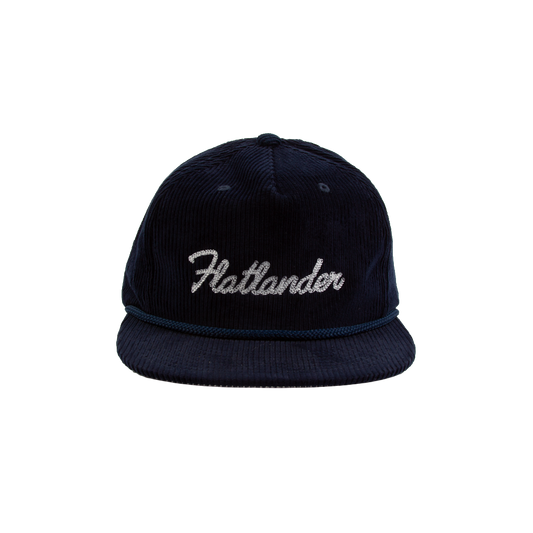 PAKO DESIGNS - FLATLANDER 5 PANEL FLAT BILL CORDUROY HAT - NAVY/WHITE