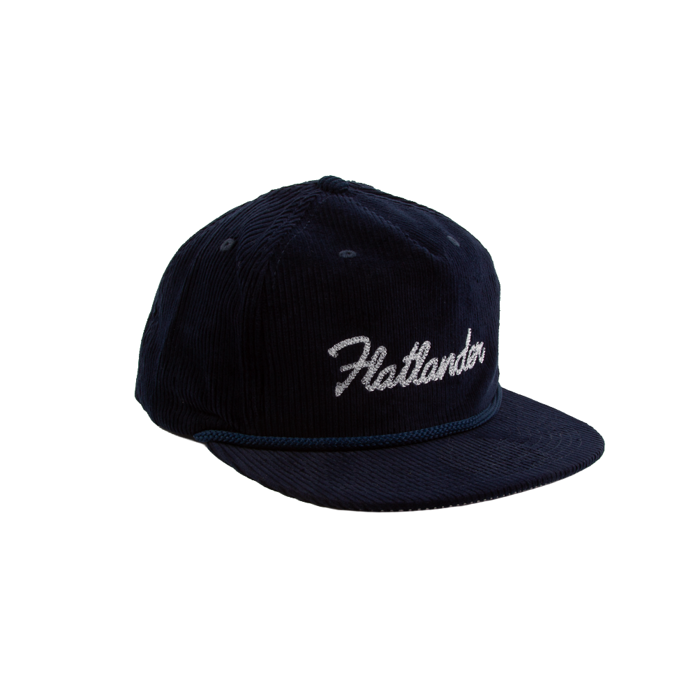 PAKO DESIGNS - FLATLANDER 5 PANEL FLAT BILL CORDUROY HAT - NAVY/WHITE
