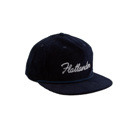 PAKO DESIGNS - FLATLANDER 5 PANEL FLAT BILL CORDUROY HAT - NAVY/WHITE