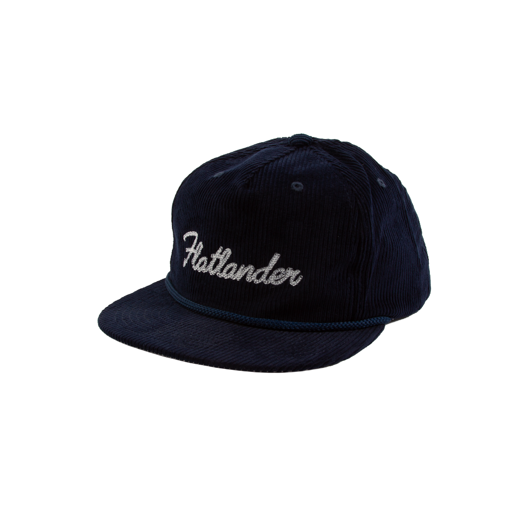 PAKO DESIGNS - FLATLANDER 5 PANEL FLAT BILL CORDUROY HAT - NAVY/WHITE