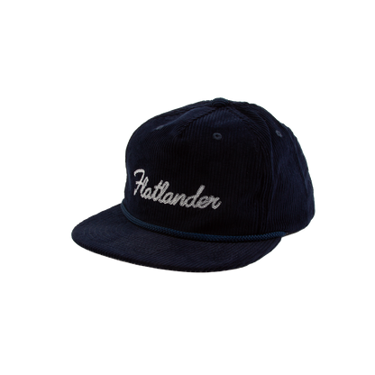 PAKO DESIGNS - FLATLANDER 5 PANEL FLAT BILL CORDUROY HAT - NAVY/WHITE