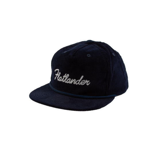 PAKO DESIGNS - FLATLANDER 5 PANEL FLAT BILL CORDUROY HAT - NAVY/WHITE