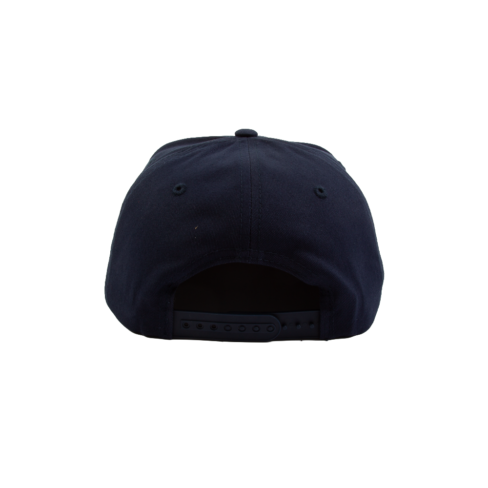 PAKO DESIGNS - FLATLANDER 5 PANEL FLAT BILL TWILL HAT - NAVY/ORANGE