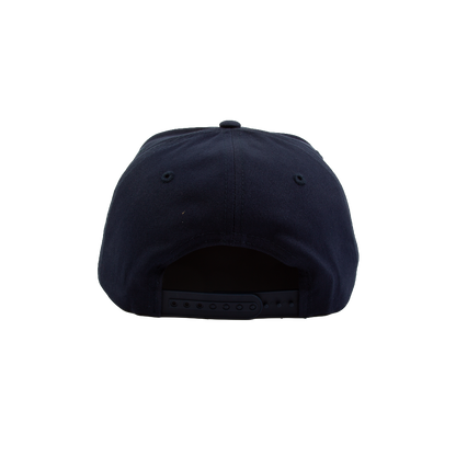 PAKO DESIGNS - FLATLANDER 5 PANEL FLAT BILL TWILL HAT - NAVY/ORANGE